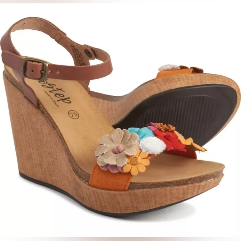 Floral Multi-Color Wedge Sandals - Women